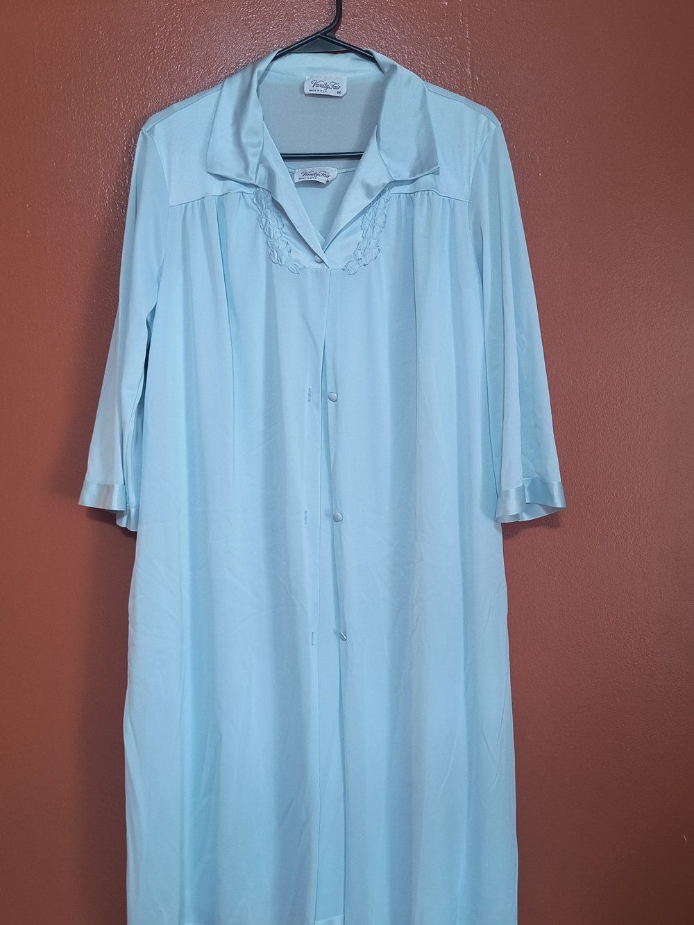 Vanity Fair Pale Blue Long Button-Front Robe And Matching Gown Set